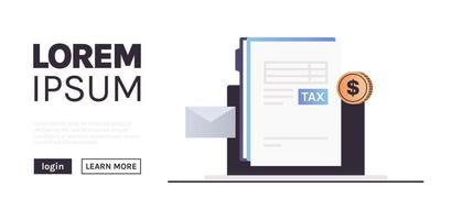 Calculating invoice for tax declaration and income tax return, business invoices concept flat vector illustration.