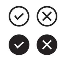 Confirm and remove symbol and checkmark negative icons for app flat vector illustration.