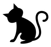 Black cat illustration. Flat black adorable black cat illustration, isolated on white background. Kitten cartoon sketch clip art, for your design projects. vector