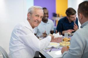 modern multiethnic muslim family having a Ramadan feast photo