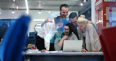 Startup Business Team At A Meeting at modern office building photo