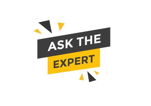 Ask the Expert button.  Ask Expert speech bubble. ask expert banner label vector