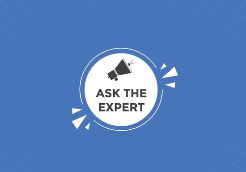 Ask the Expert button.  Ask Expert speech bubble. ask expert banner label vector