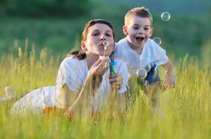 woman child bubble photo