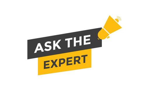 Ask the Expert button.  Ask Expert speech bubble. ask expert banner label vector