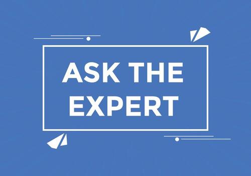 Ask the Expert button.  Ask Expert speech bubble. ask expert banner label vector