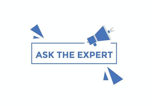 Ask the Expert button.  Ask Expert speech bubble. ask expert banner label vector