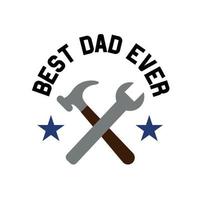 Best dad ever master text fishing rod sign retro style. Vector illustration flat style medal emblem award simple logo