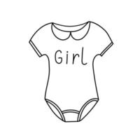 Children's bodysuit in doodle style.Vector illustration on a white background for a children's card, a birth notice or a children's store vector