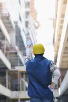 hard worker on construction site photo