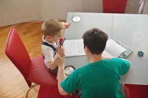 Boy doing homework photo