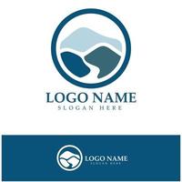 River mountain Logo vector icon illustration design template