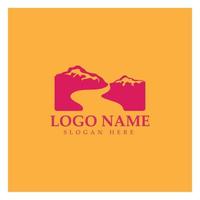 plantilla de diseño de ilustración de icono de vector de logotipo de montaña de río