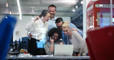 Startup Business Team At A Meeting at modern office building photo