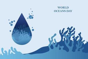 Underwater life paper style world ocean day vector