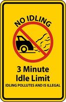 No Idling 3 Minute Idle Limit Sign On White Background vector