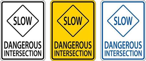 Slow Dangerous Intersection Sign On White Background vector