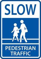 Slow Pedestrian Crossing Sign On White Background vector
