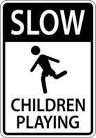 Slow Children Playing Sign On White Background vector