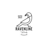 geometric raven line logo design vector