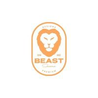 face beast lion mane vintage badge logo vector