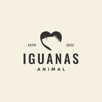 iguana love logo design hipster vector