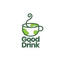 cup lines green drink nature logo design vector