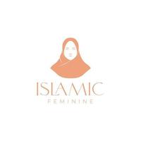 rostro femenino con logo de estilo hijab vector