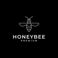 line minimal bee logo design vector