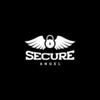 padlock with wings angel logo design vector