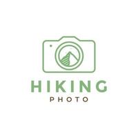 camera with mountain peak hill logo design vector