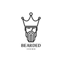 lines art face man king crown bearded logo design vector