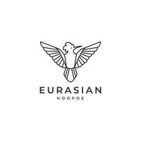 diseño de logotipo de abubilla euroasiática de pájaro volador vector