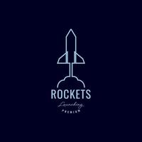 continuous line launch rocket logo design vector