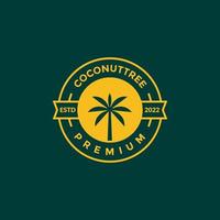 insignia con diseño de logotipo de árbol de coco vector