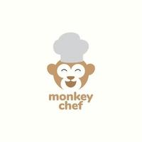 cartoon monkey chef logo design vector