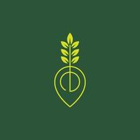 crecimiento de plantas con diseño de logotipo de ubicación de mapa pin vector