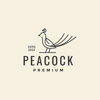 diseño de logotipo de hipster de arte de líneas de pavo real vector