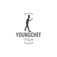 diseño de logotipo de pelea de chef joven vector