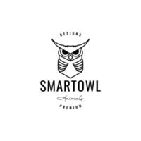 Great horned owl hipster logo design vector