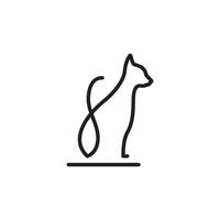 continuous line cat logo design vector