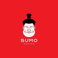 face sumo man logo design vector