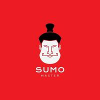 face sumo man logo design vector