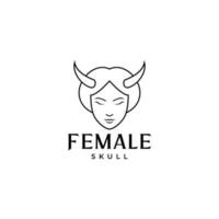 face beauty female with horn logo design vector