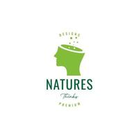 human head with nature mind logo design vector