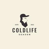 man long beard cold season hipster logo vector