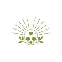 nature skull sunburst logo design vector