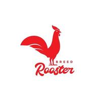 modern minimalist red rooster crowing logo design vector