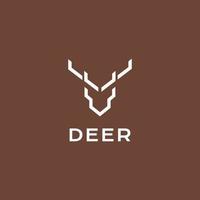 diseño de logotipo con cuernos de ciervo de cabeza moderna vector