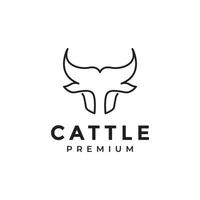 cattle head horn minimal logo design vector